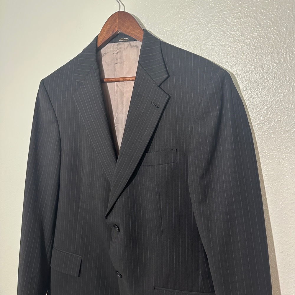 Hart Schaffner Marx Mens Charcoal Pinstripe Two Button Blazer Sport Coat USA